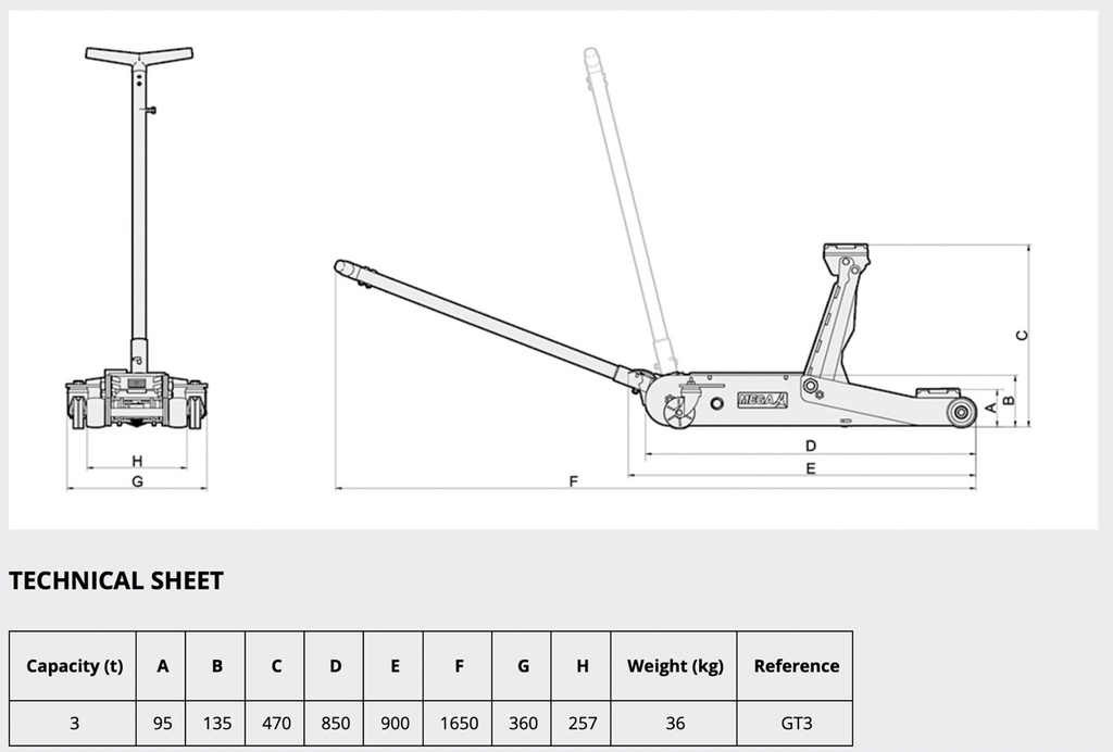 T6 Hydraulic Trolly Jack 6 tons