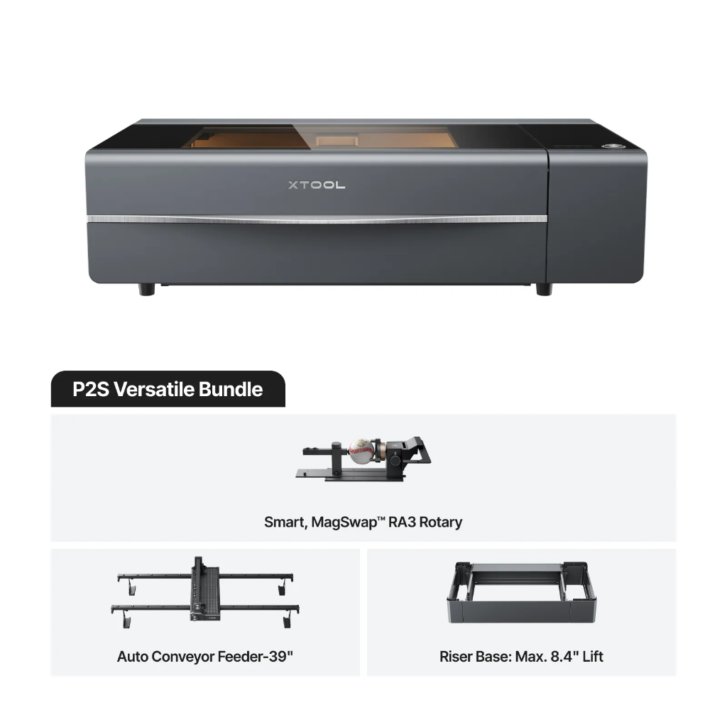 xTool P2S White 55W Desktop CO2 Laser Cutter (Bundle)