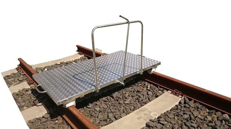 Track Trolley PL 5/Teflon wheel 1435m 500 kg incl. Handle, P-brake