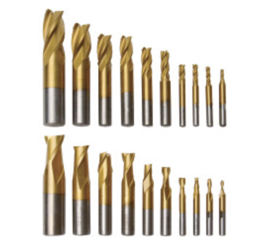 End mill set HSS, 20-piece
