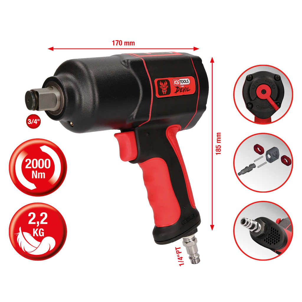Impact Wrench 3/4" THE DEVIL, 2000Nm