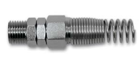 [57/C4] 1/4 M 6,5x10 Revolving coupling for Rilsan - polyurethane pipe with spring